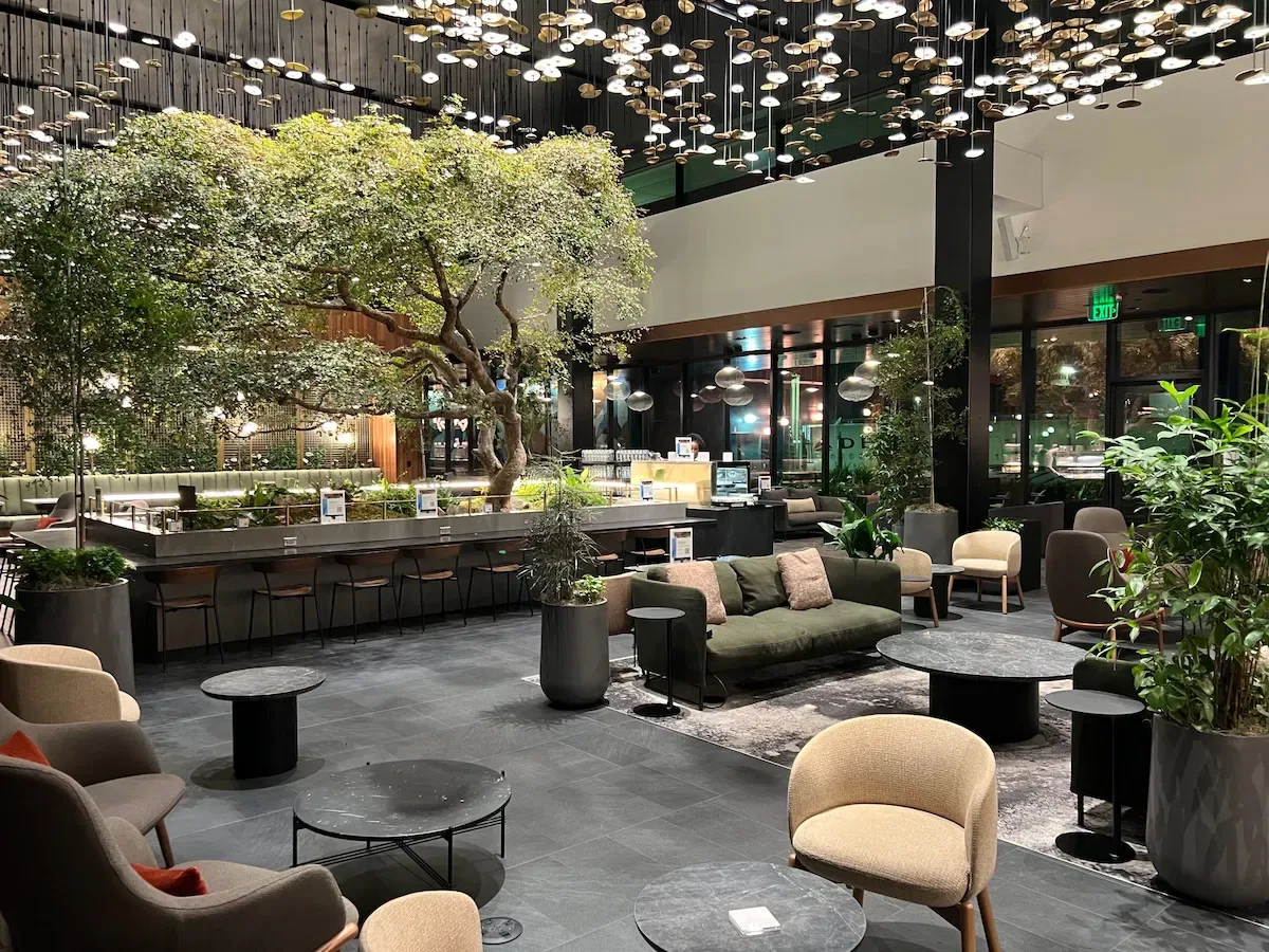A luxurious airport lounge with premium amenities, illustrating the coolest airport lounges in the world.
