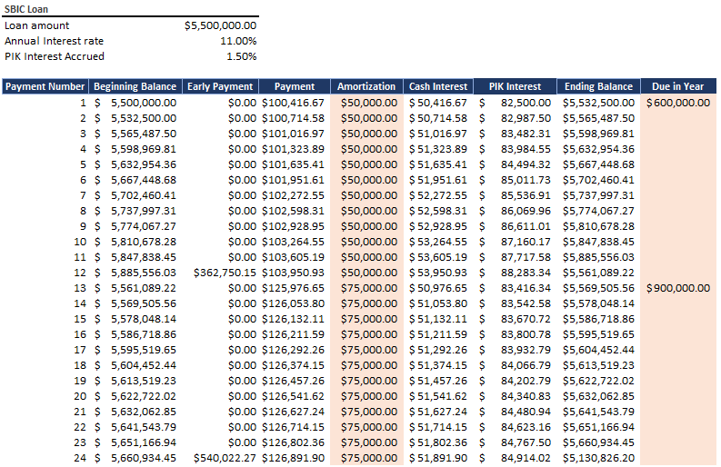 PIK interest - Example 2