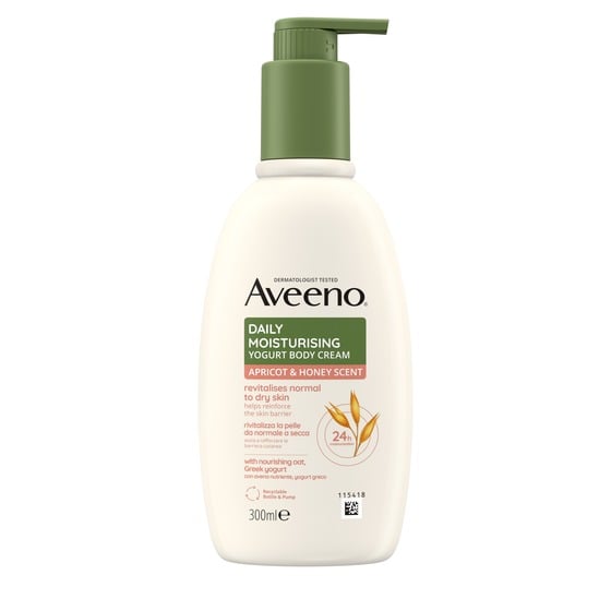 AVEENO® DAILY MOISTURISING LOÇÃO CORPORAL DE IOGURTE – FRAGRÂNCIA DE DAMASCO E MEL