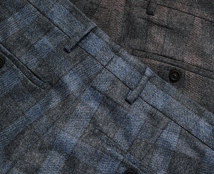 SPOKE Winter Smarts - Blue Grey Check Custom Fit Trousers - SPOKE