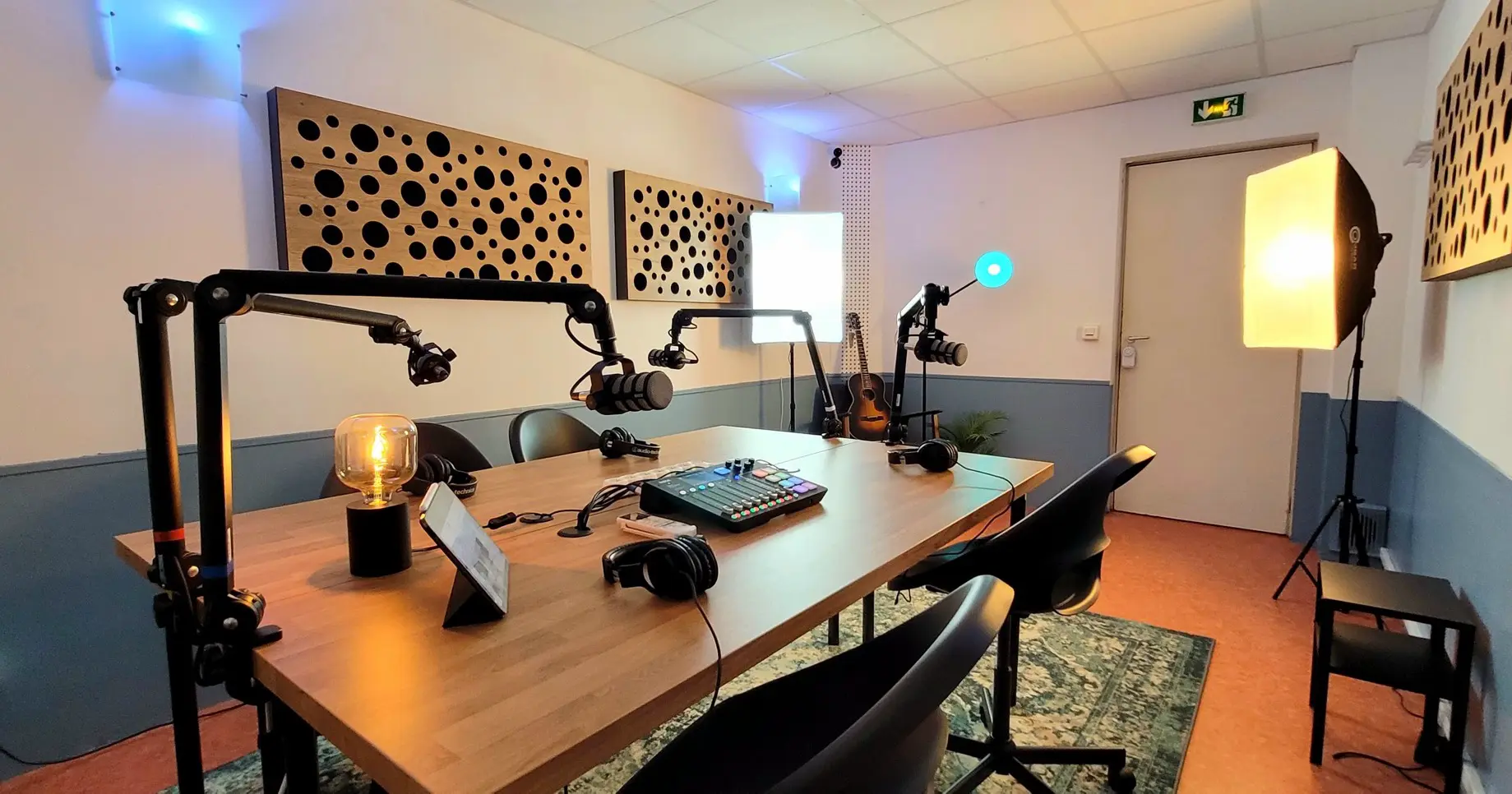 Photo of a podcast studio