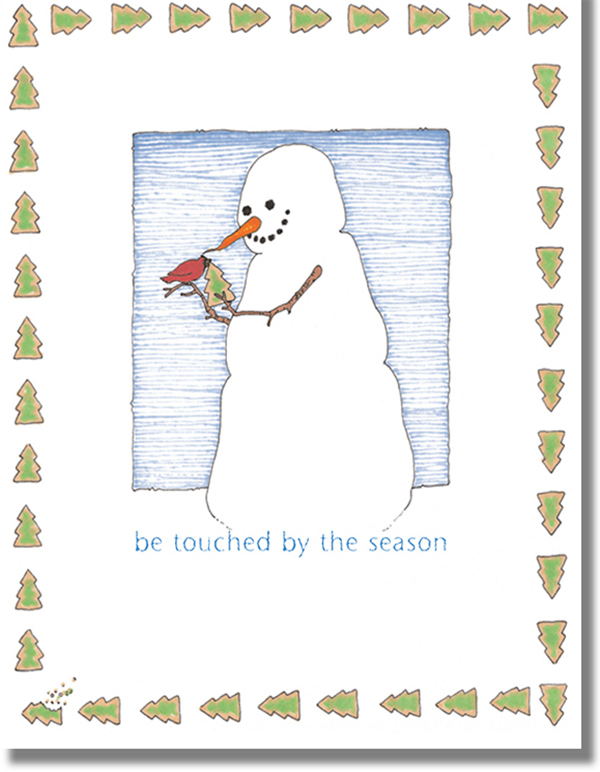 Snowman and Cardinal Cartoon Card