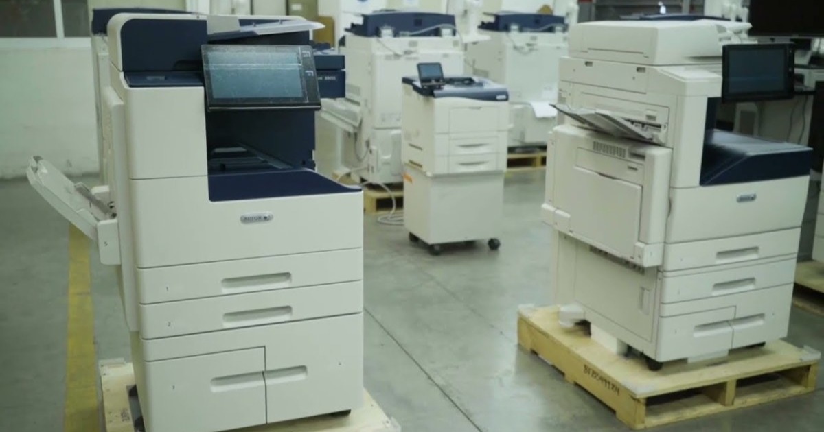 Warehouse with Xerox printers and MFPs