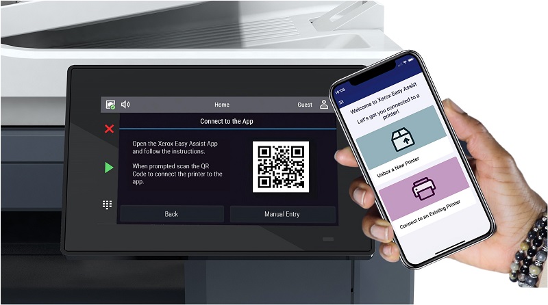 AltaLink user interface and Easy Assist App on phone