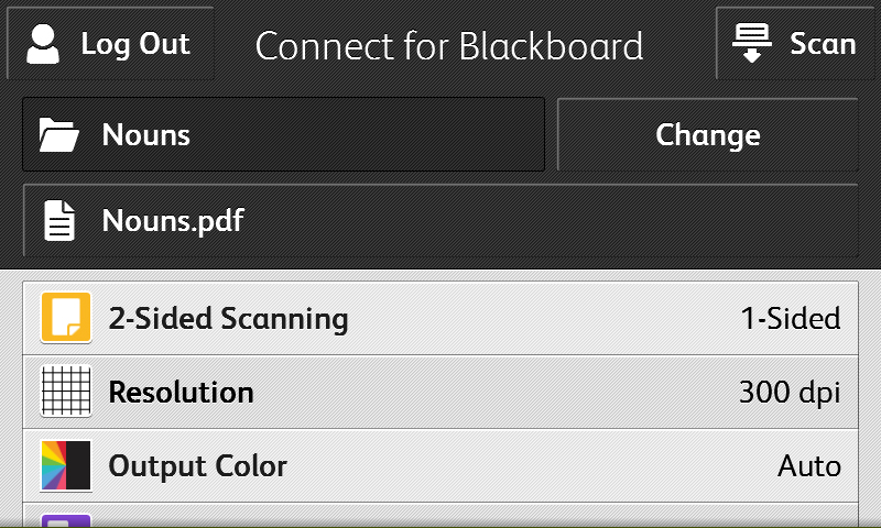 Screenshot of the Blackboard application instant storage screen