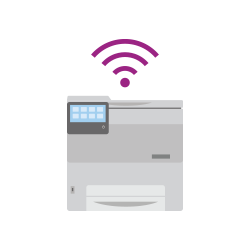 Infographic of a printer and a wifi icon