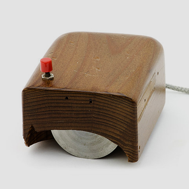 Historic image of the first computer mouse