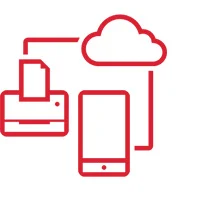 Cloud network icon in red.