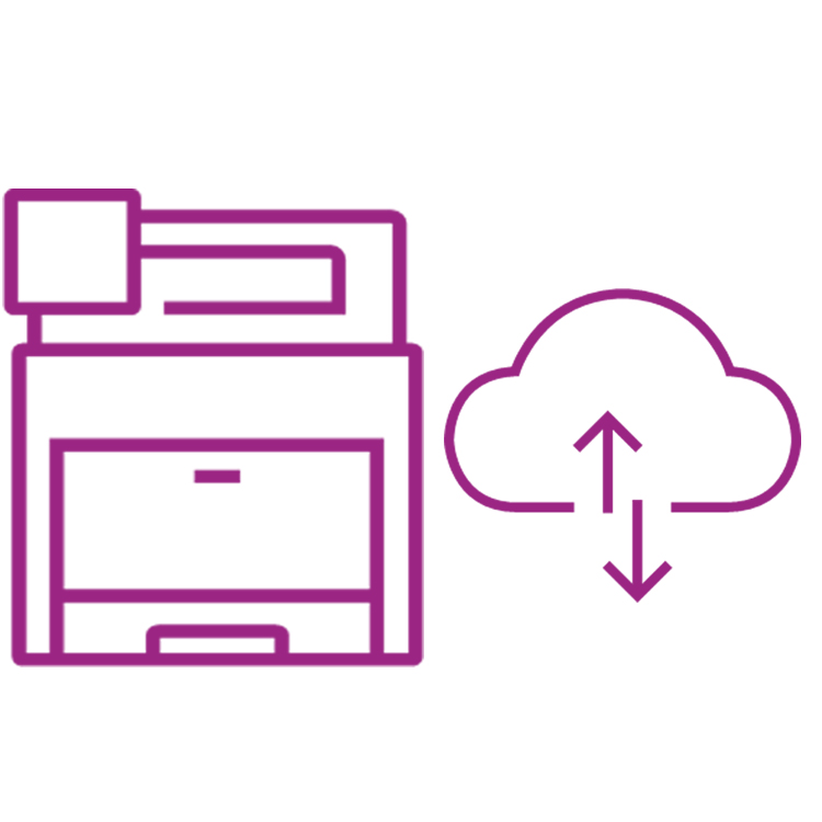 Printer cloud icon in violet