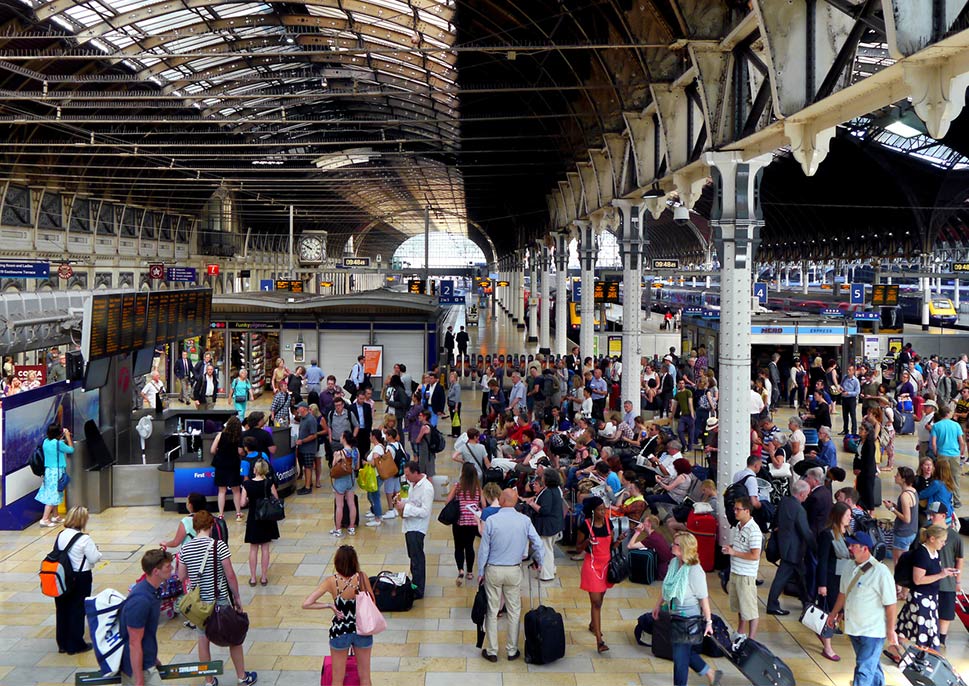 Crowded train station