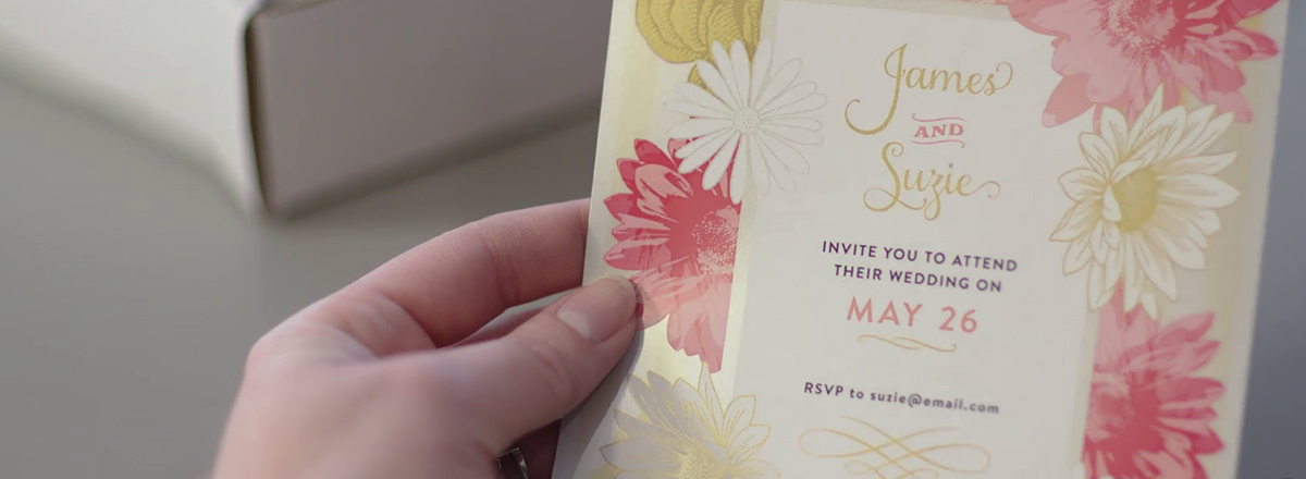 wedding invitation metallic ink