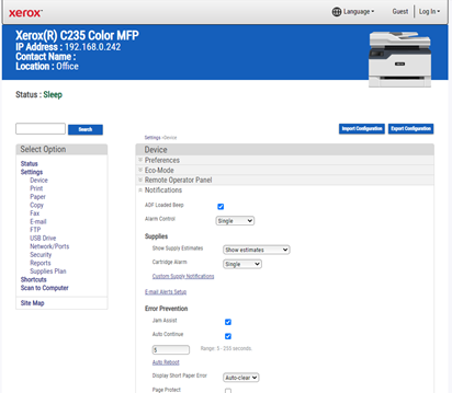 c235 Setting up email alerts with IP Address shown