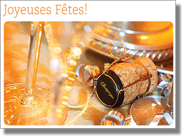 Happy Holidays Champagne French Card