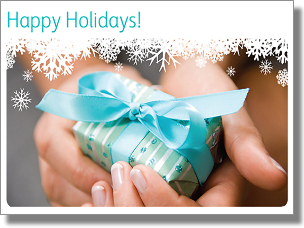 Happy Holidays Holding Gift Card