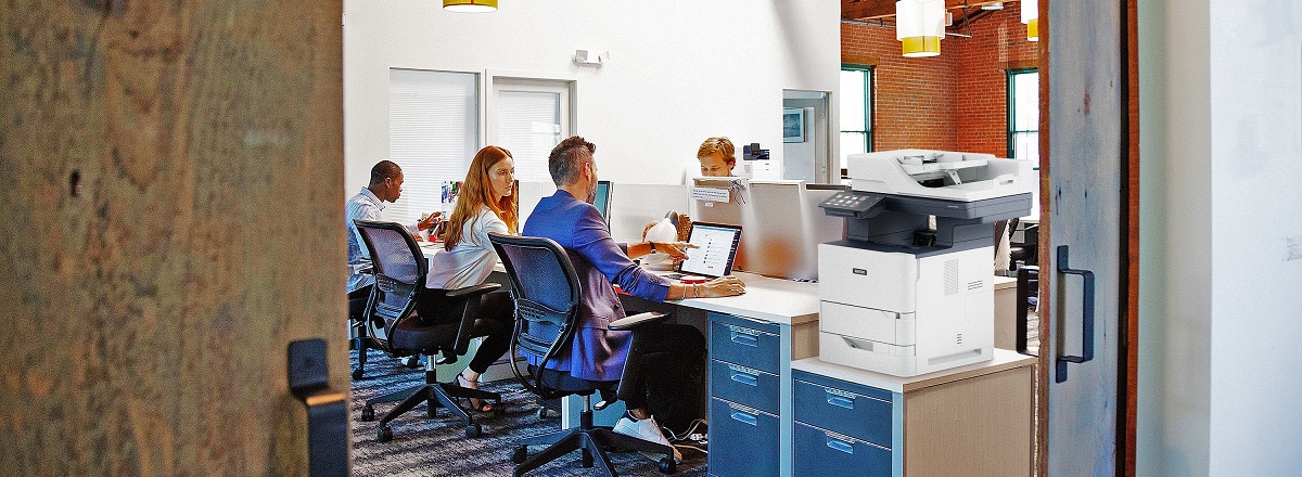 employees working in office pod