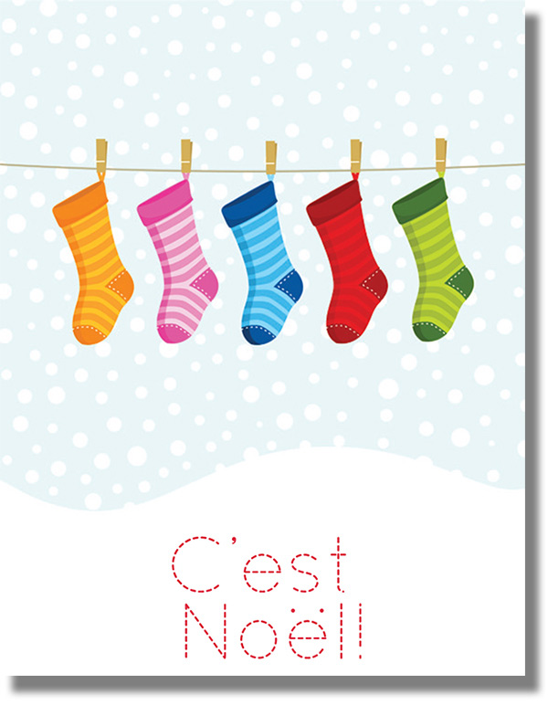 Christmas Stockings French Card