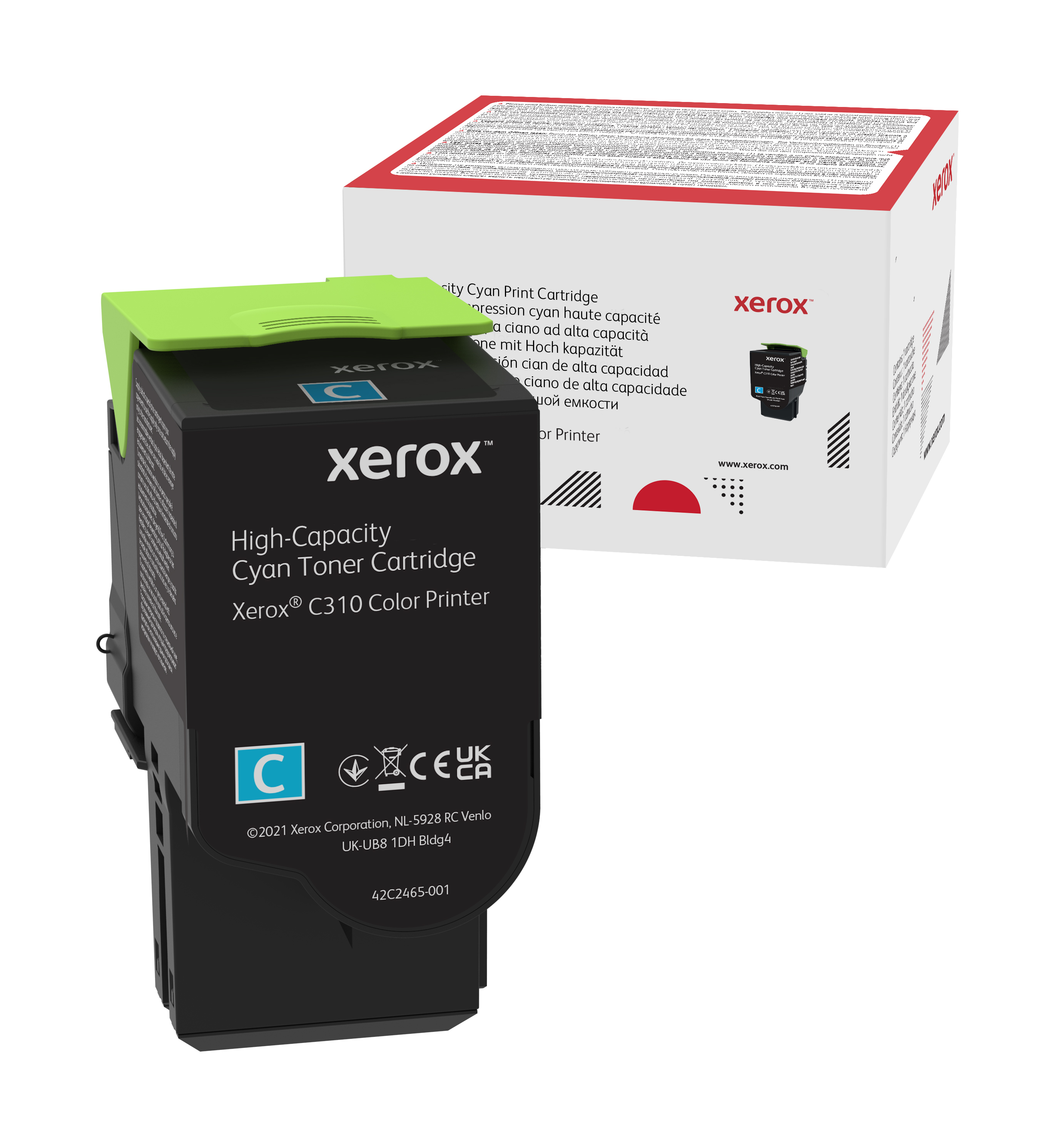 Genuine Xerox Cyan High Capactiy Toner Cartridge, Xerox C310 & C315 Color Printer, (Use & Return)