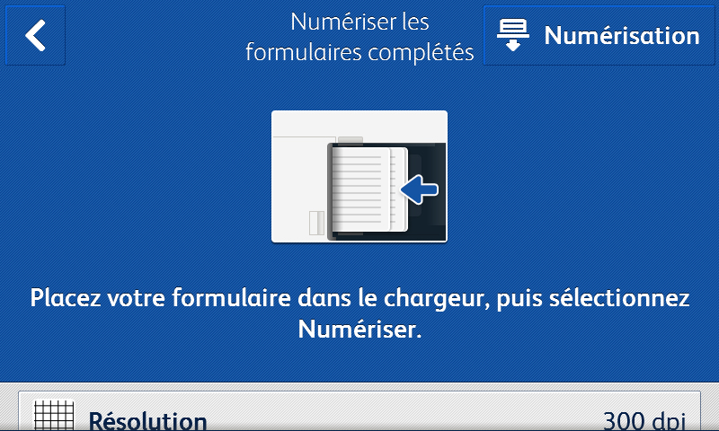 "Scan Completed Form" dialog box from Xerox Forms Manager App user interface