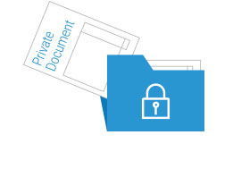 Infographic of a folder with a padlock icon, with a paper inside that says Private Document