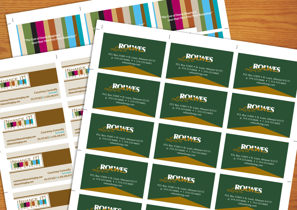Sheets of business cards