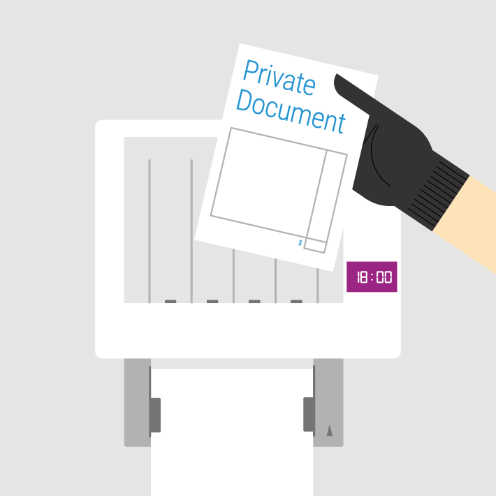 A graphic showing a private document on a printer