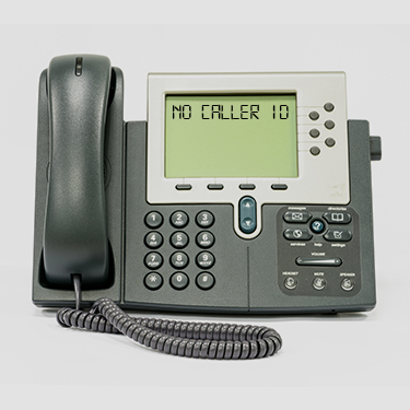 Telephone with a screen that says NO CALLER ID