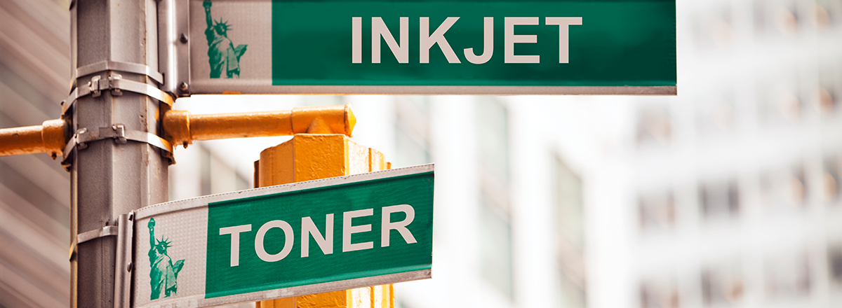 Street signs that say Inkjet and Toner