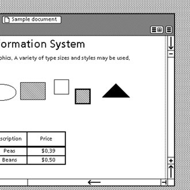 Screenshot of an early GUI with a hamburger icon