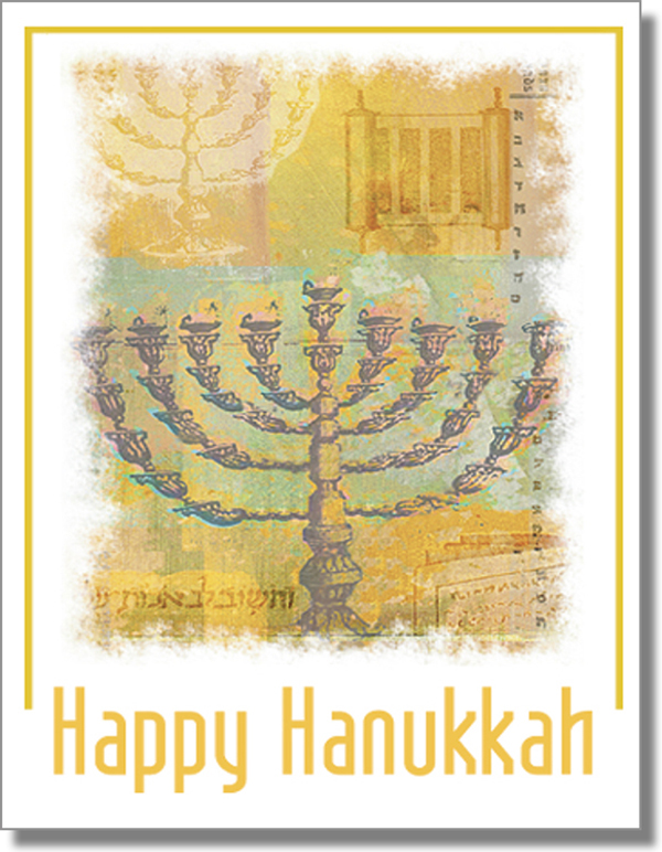 Happy Hanukkah Gold Painted Card