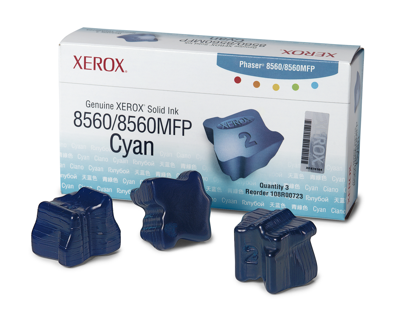 Genuine Xerox Solid Ink Cyan, Phaser 8560/8560MFP (3 Sticks)