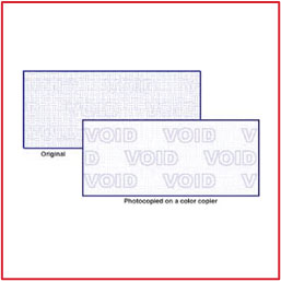 Cheques que mostram a tecnologia Xerox® Fluorescent Mark