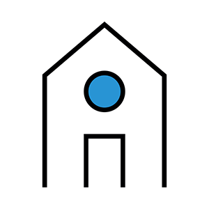 Icon of a house with a blue window