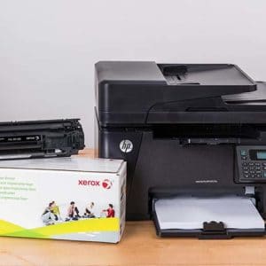 HP printer with compatible Xerox Replacement toner cartridge 