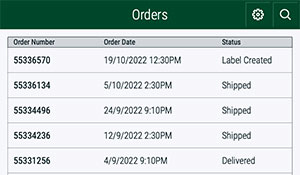 Screenshot of the Orders screen in the Xerox Supplies Tracker App