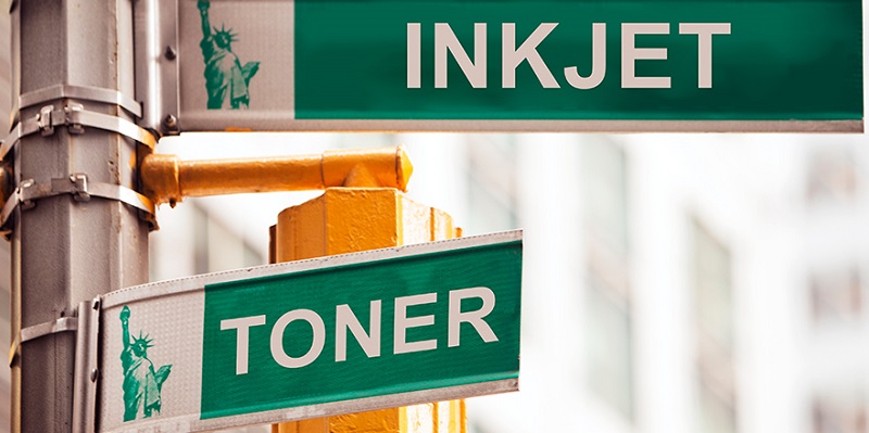 Street signs that say Inkjet and Toner