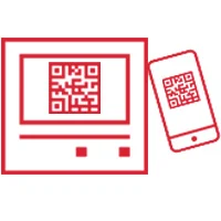 Devices with QR codes icon in red.
