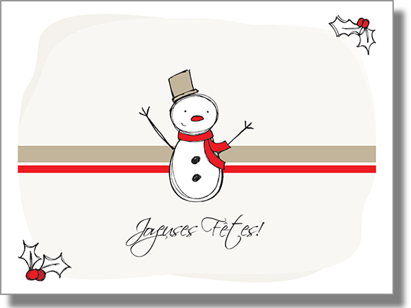 Happy Holidays Snowman French Card