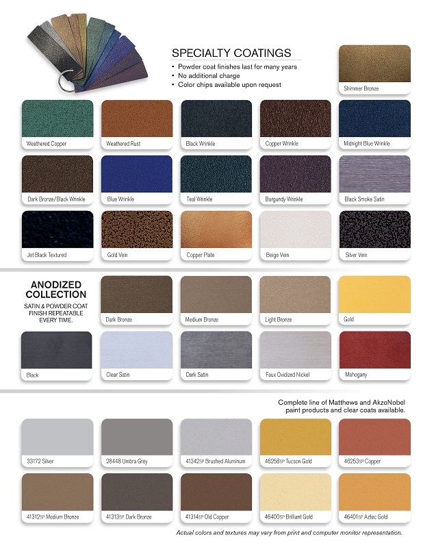 Metallic color swatches