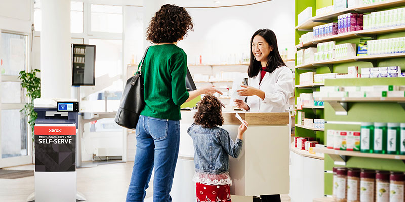 Xerox Workplace Kiosk in a pharmacy