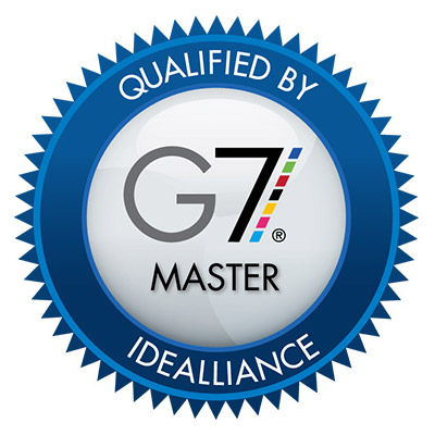 Badge displaying the text "Qualified by IDEAlliance. G7 Master"