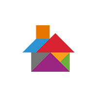 Colorful abstract image in the shape of a house