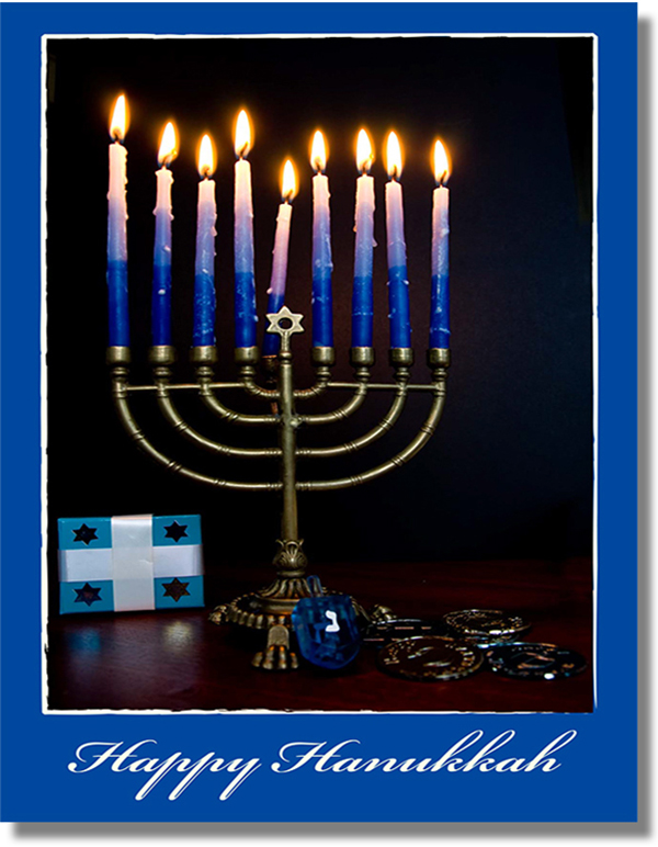 Happy Hanukkah Blue Card