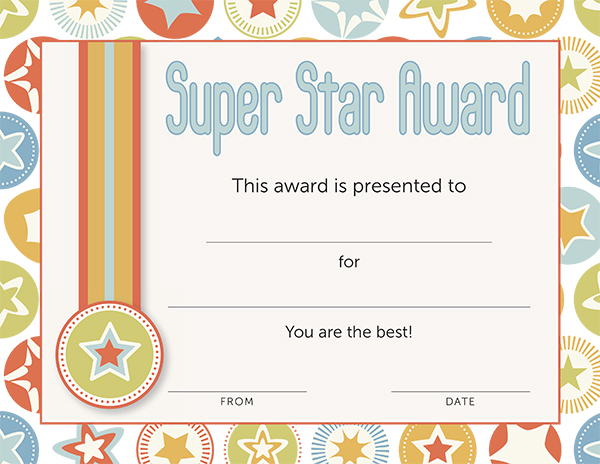 Super Star Award Certificate