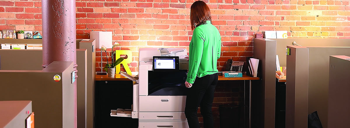 woman using printer
