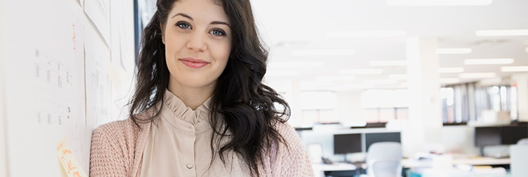 Smiling woman in an office