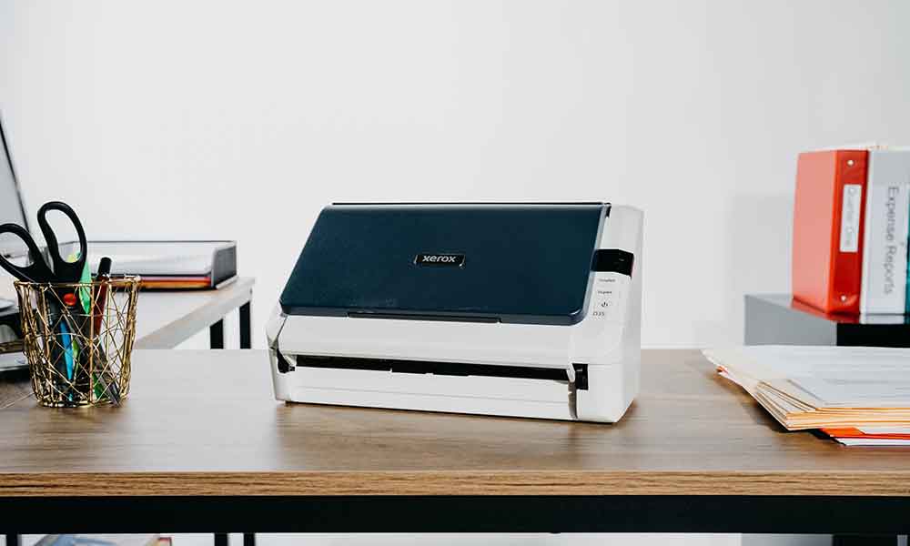 Xerox D35 Scanner on a desk