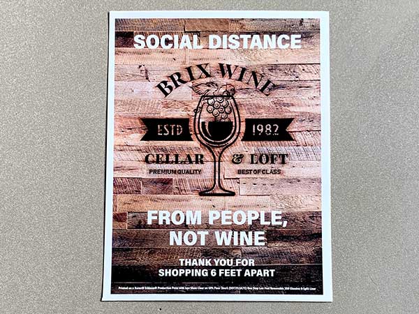 Social Distancing poster, printed on a Xerox Versant Press