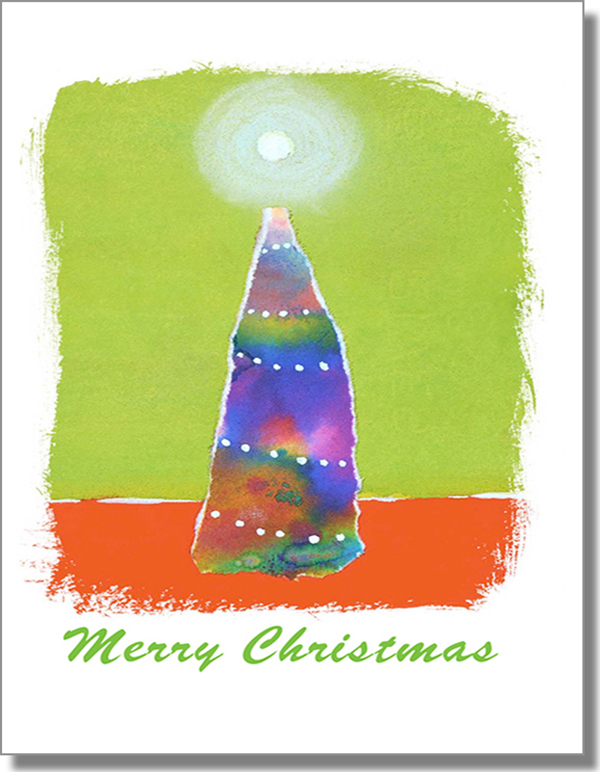 Merry Christmas Colorful Painted Tree Card