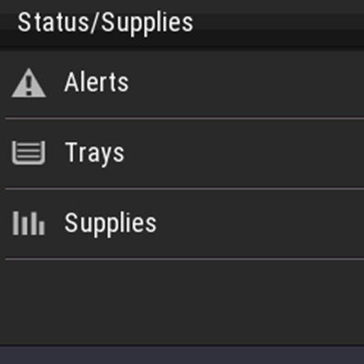 c235 status/supplies, alerts, trays