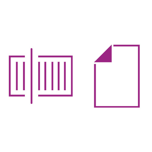 Document scanning icon in violet